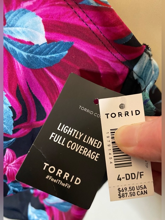 NWT Torrid underwire long-line bikini top featuring a dark floral print - Picture 6 of 10